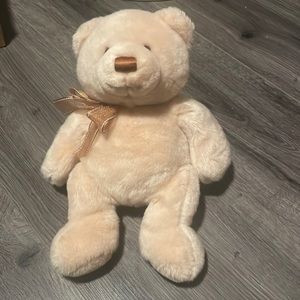 💚Gund Pink Teddy Bear Plush Satin Bow Velour Super Cute Lovable Bear